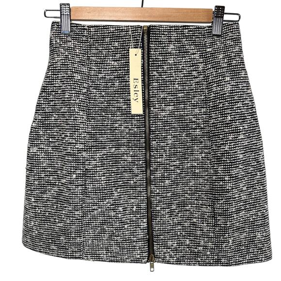 Esley WMNS Small Gray Front Zip Lined A-Line Mini Skirt NWT Poly/Wool Blend Club - Picture 1 of 7